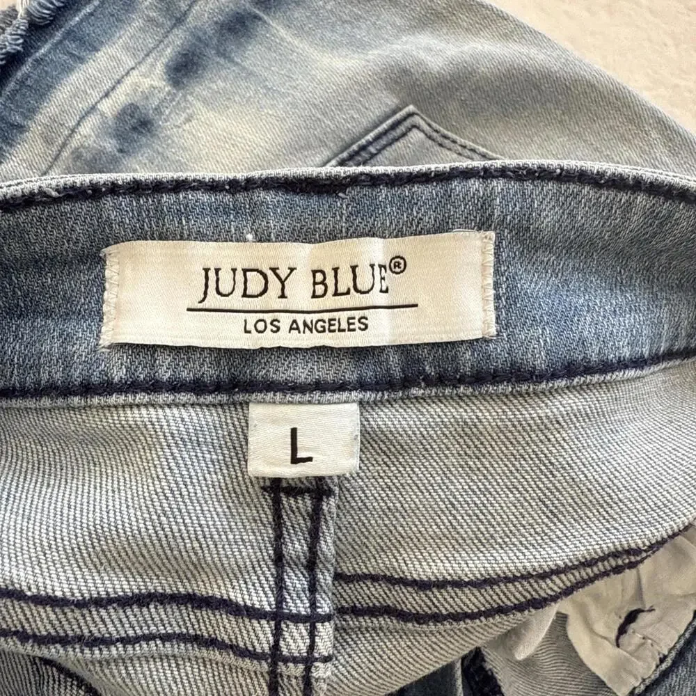 Judy Blue Dip Dye Ombre Denim Jean Boho Cowgirl Festival Frayed Cut Off Shorts L - Picture 6 of 7